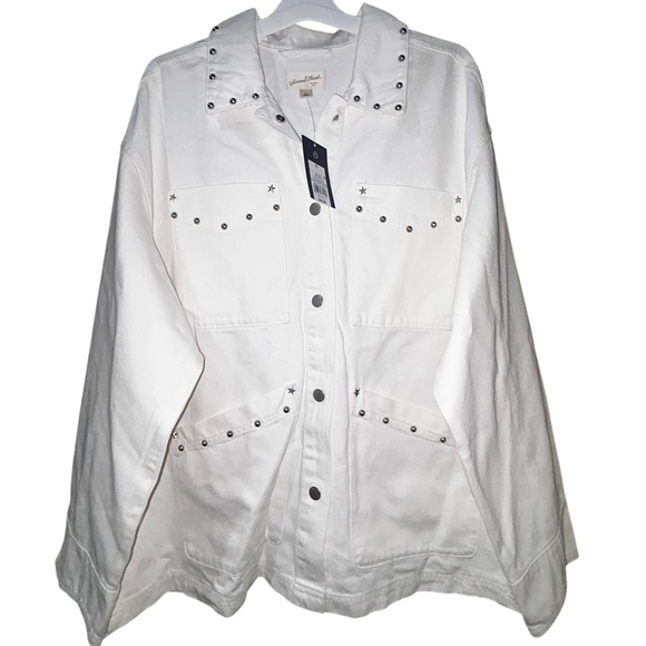 Universal Thread Jackets & Blazers - Universal Thread Womens Studded‎ Chore Denim Jacket White Star Utility XL NWT